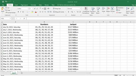 powerball winning numbers history spreadsheet.